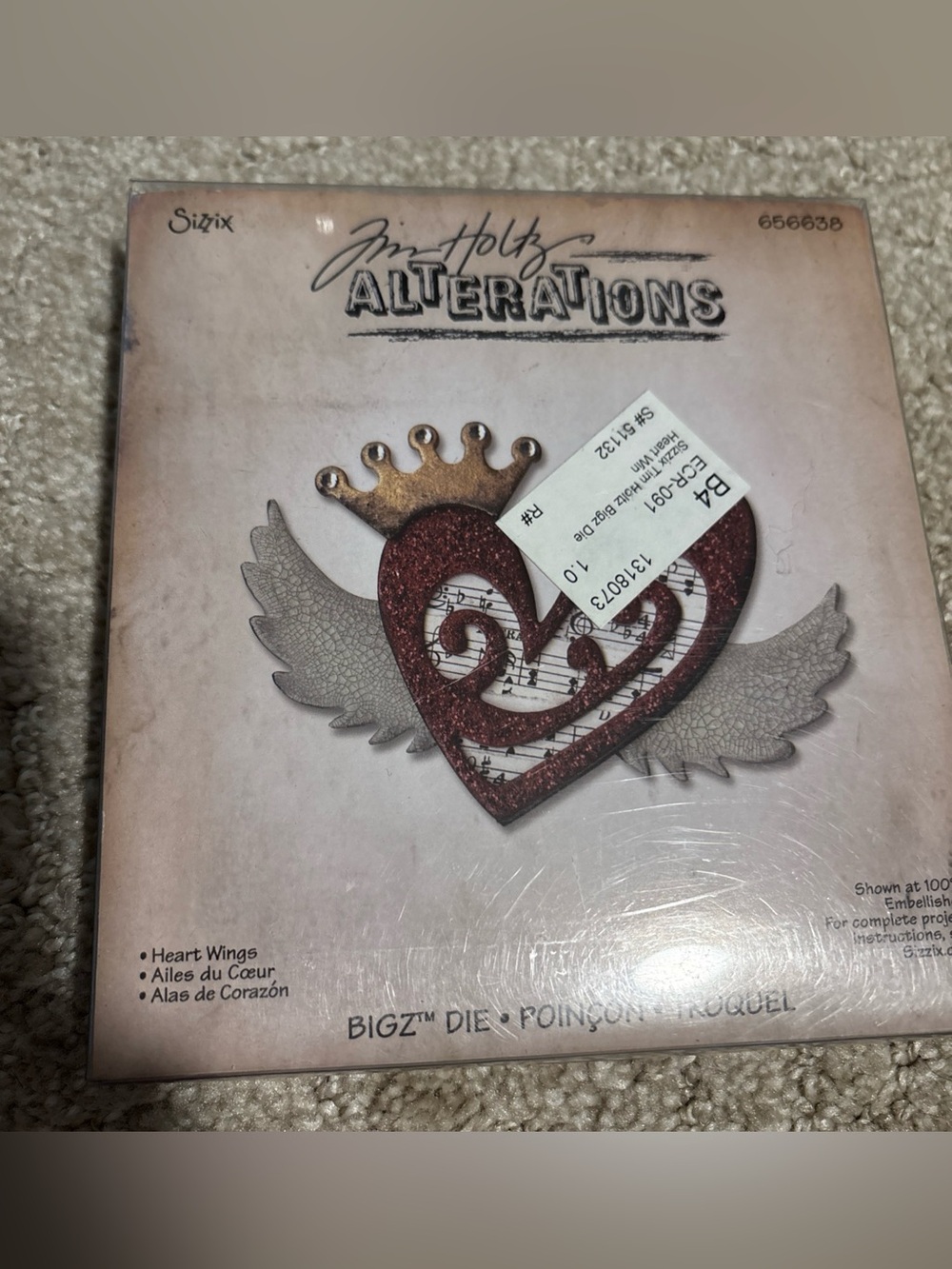 Sizzix Tim Holtz Alterations Bigz Die HEART WINGS 656638